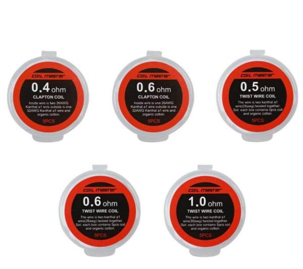 PREBUILT RESISTÊNCIAS PRONTAS CLAPTON COIL + ALGODÃO - 5 UNIDADES - COIL MASTER