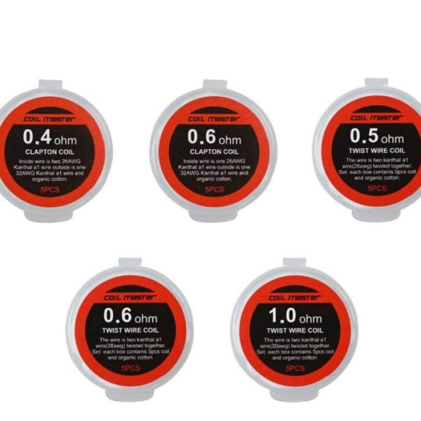 PREBUILT RESISTÊNCIAS PRONTAS CLAPTON COIL + ALGODÃO - 5 UNIDADES - COIL MASTER
