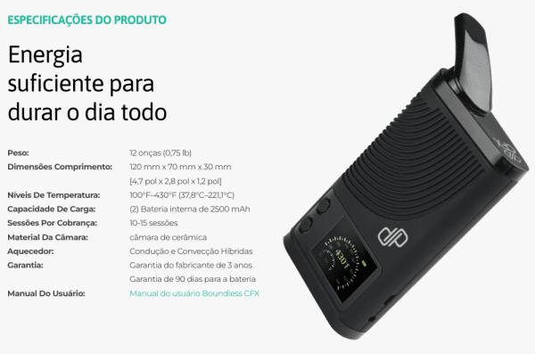 VAPORIZADOR DE ERVAS CFX VAPE - BOUNDLESS - Imagem 5