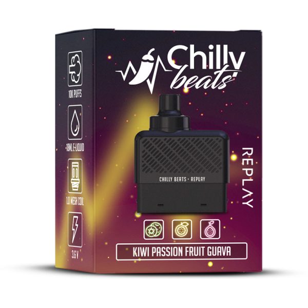CARTUCHO ( REFIL ) REPLAY 10K PUFFS - KIWI PASSION FRUIT GUAVA - CHILLY BEATS