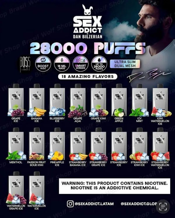 POD DESCARTÁVEL S280 SEX ADDICT ( SILVER ) 28K BY DAN BILZERIAN - Imagem 2