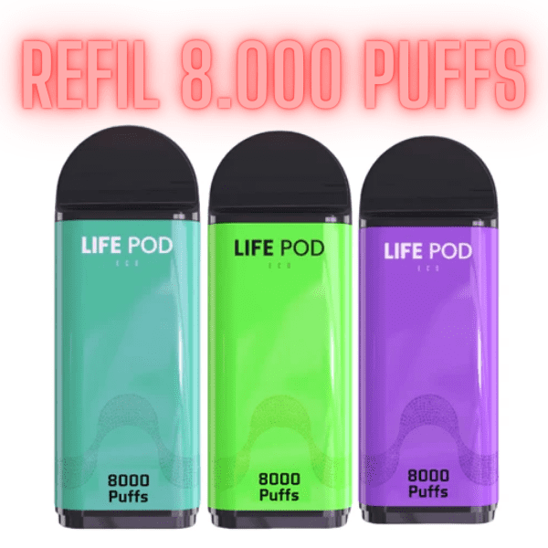 REFIL LIFEPOD ECO 8000 PUFFS 5% - LIFE POD
