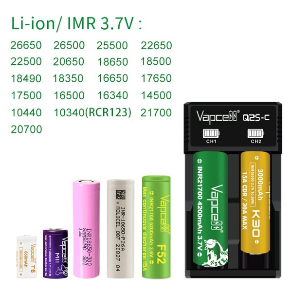 CARREGADOR Q2S-C PORTABLE & SMART CHARGER – VAPCELL - Imagem 2